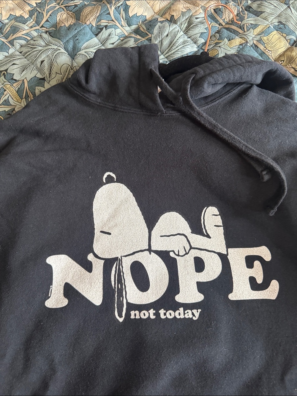Black Graphic Hoodie Sweater with 'NOPE , not today' Snoopy Peanuts